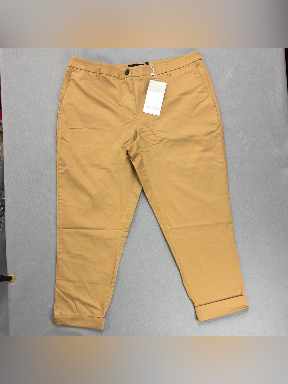 Wildfang The Essential Trouser Camel Sz 16 New Cuffed 2 Side & Back Pockets NWT